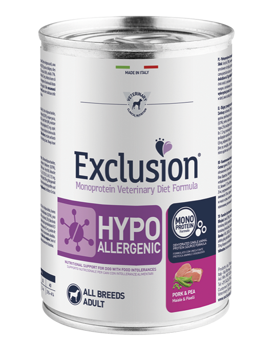 Exclusion Dog Adult Diet Hypoallergenic Maiale & Piselli – 400 g